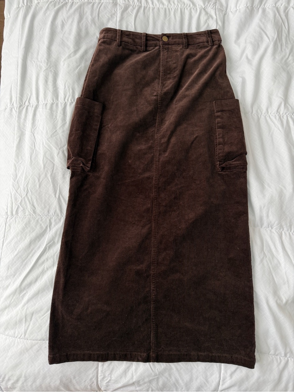 NWOT Blank Corduroy Cargo Maxi Skirt Brown S Boho Western Cowgirl Rodeo Autumn